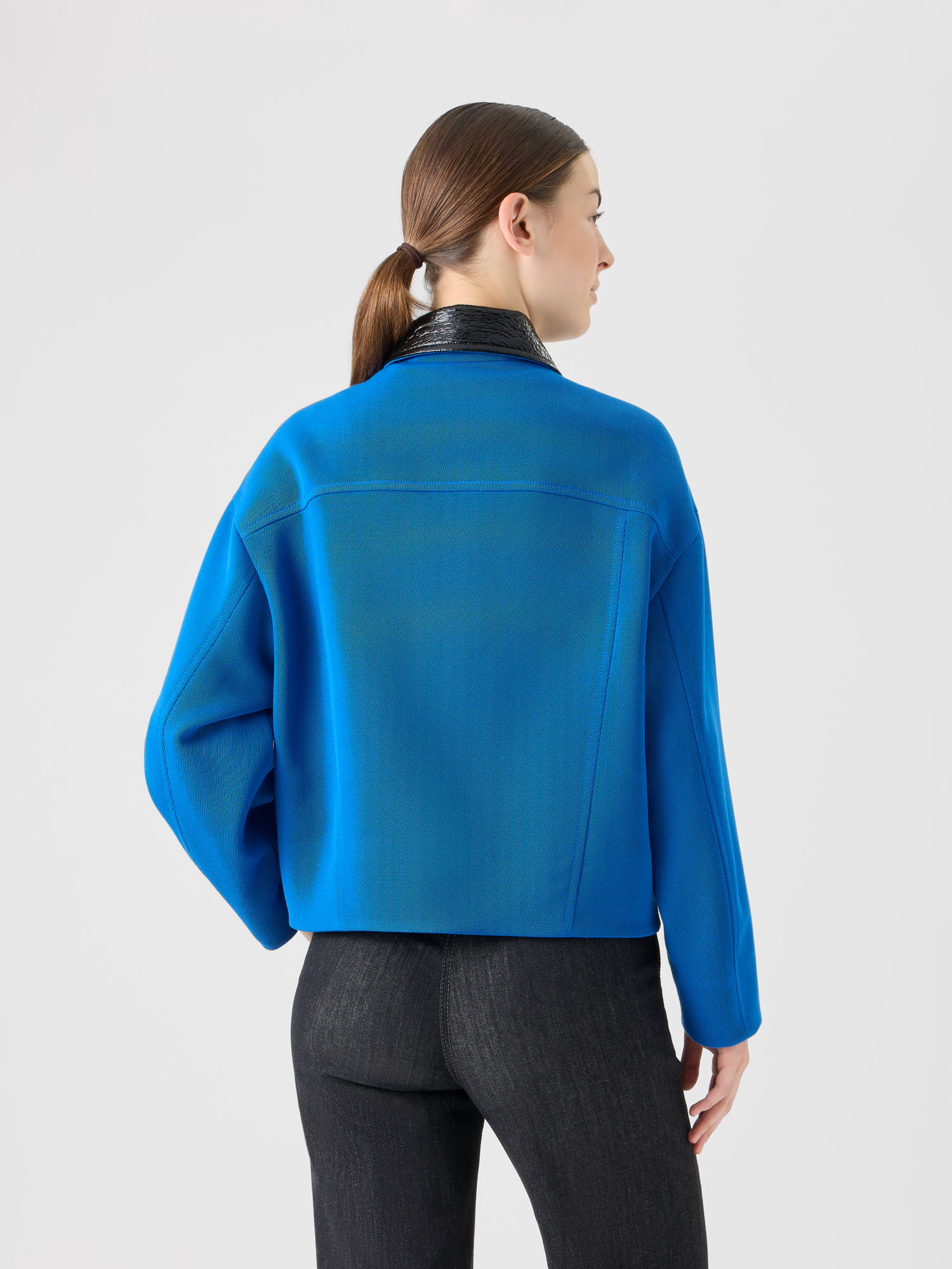 Designer Short Jacket in Heavy Wool Tricotine - blue 