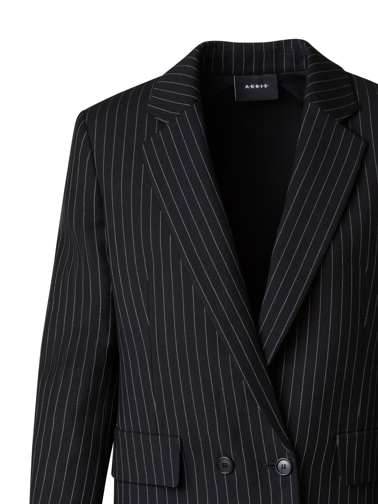 Designer Cropped Boxy Jacket with Pinstripes - grey