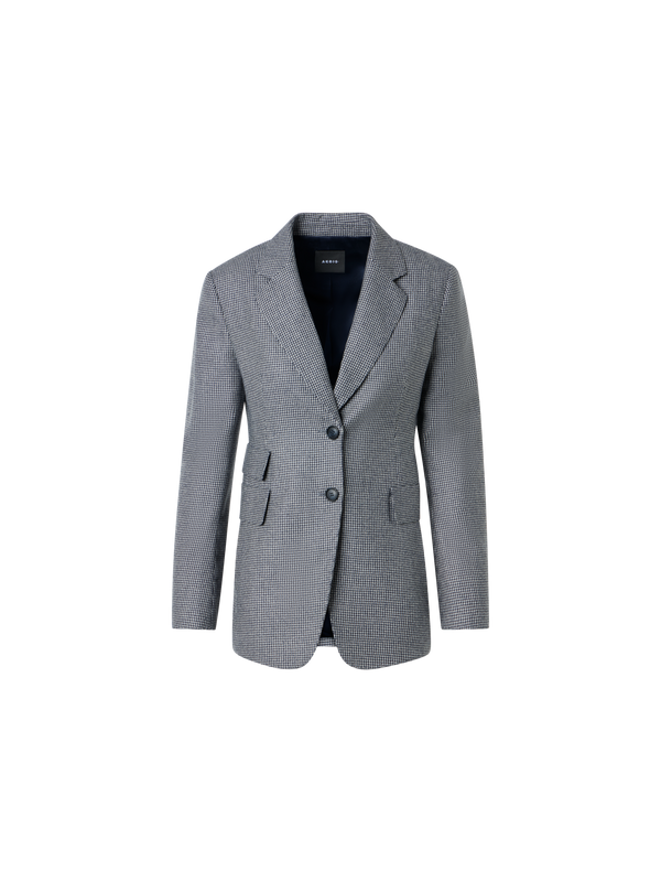 Designer Cashmere Pepita Tailored Blazer - grey