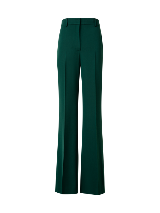 Designer Wide Straight Wool Pants - green