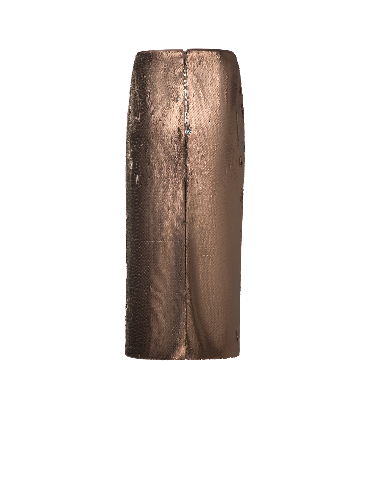 Designer Bi-Color Sequin Jersey Pencil Skirt with Slit - brown - gold