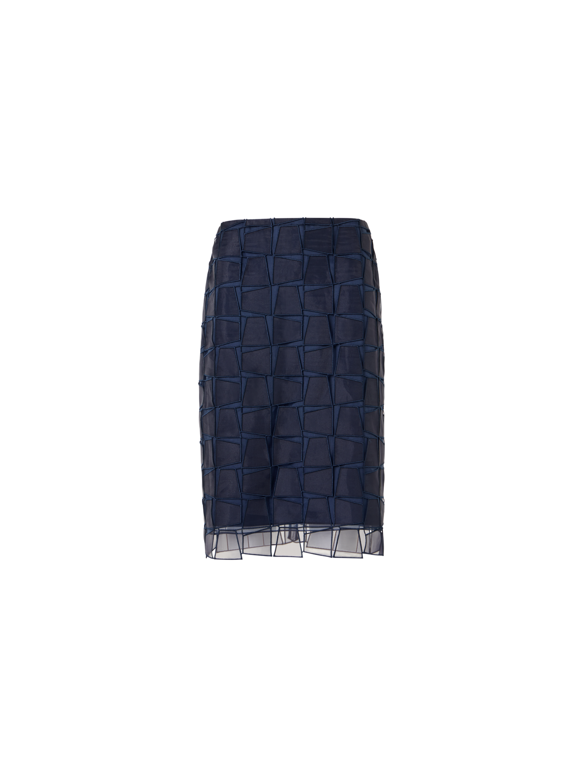 Designer Trapezoid Organza Pencil Skirt - navy