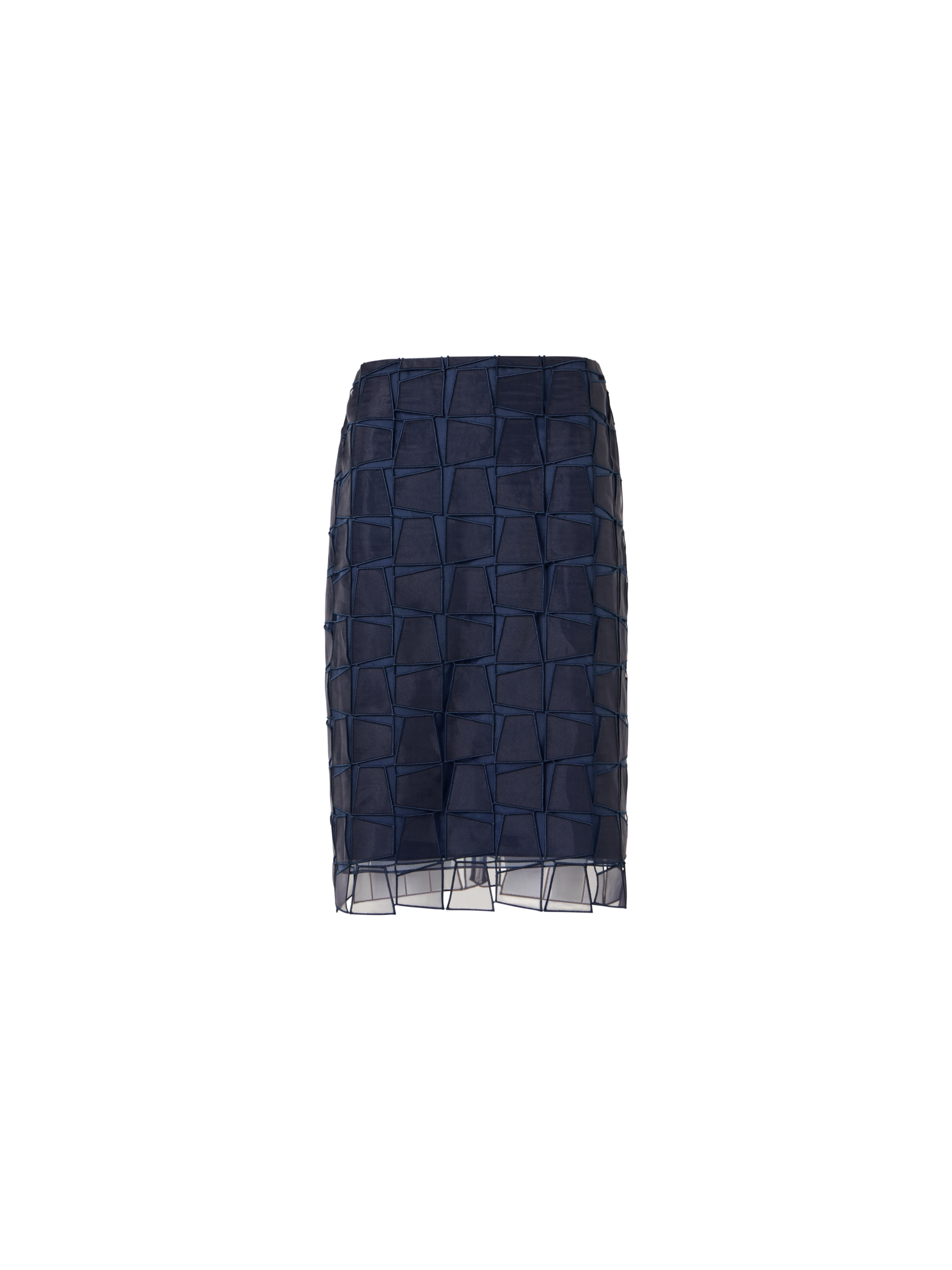 Designer Trapezoid Organza Pencil Skirt - navy