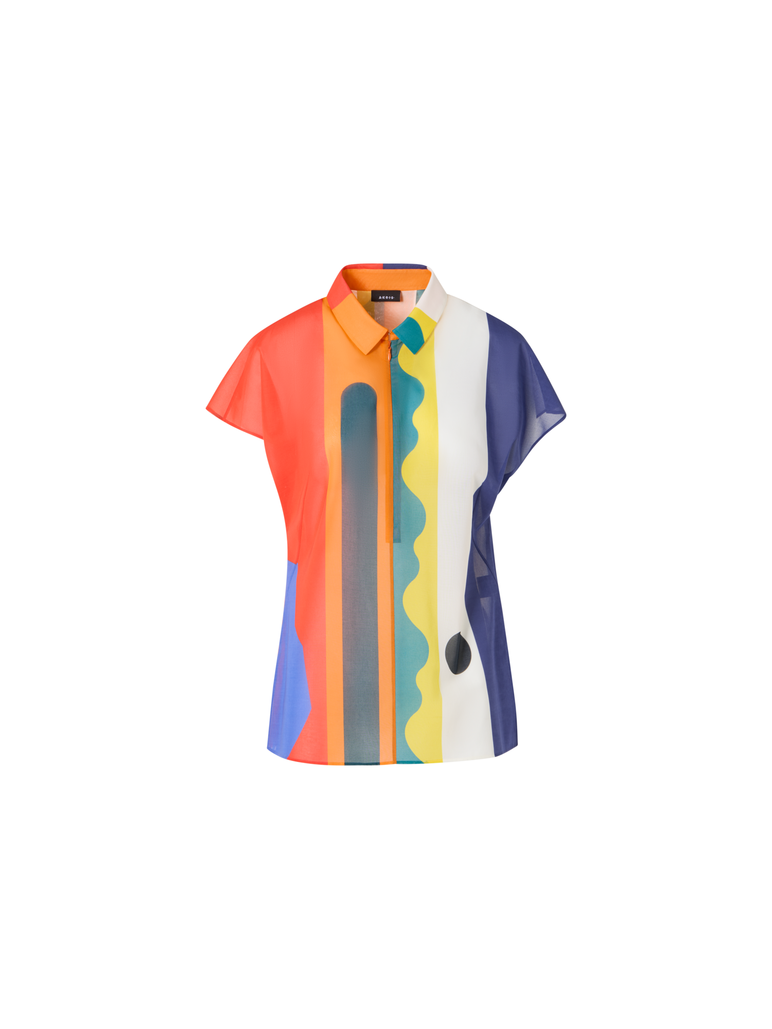 Designer Cotton Tunic Blouse with Paravent Print - multicolor