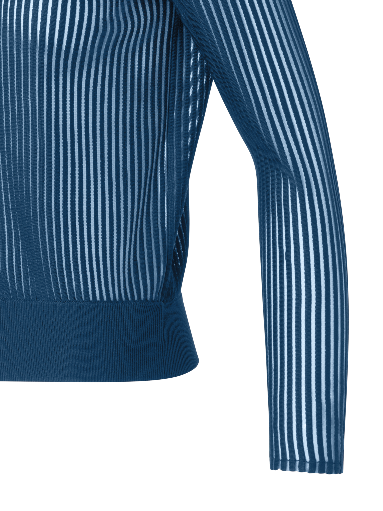 Designer Knit Cardigan in Silk Blend Structured Lines - blue