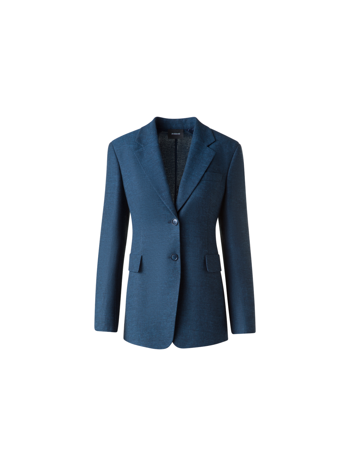 Designer Long Blazer in Linen Double-Face - blue