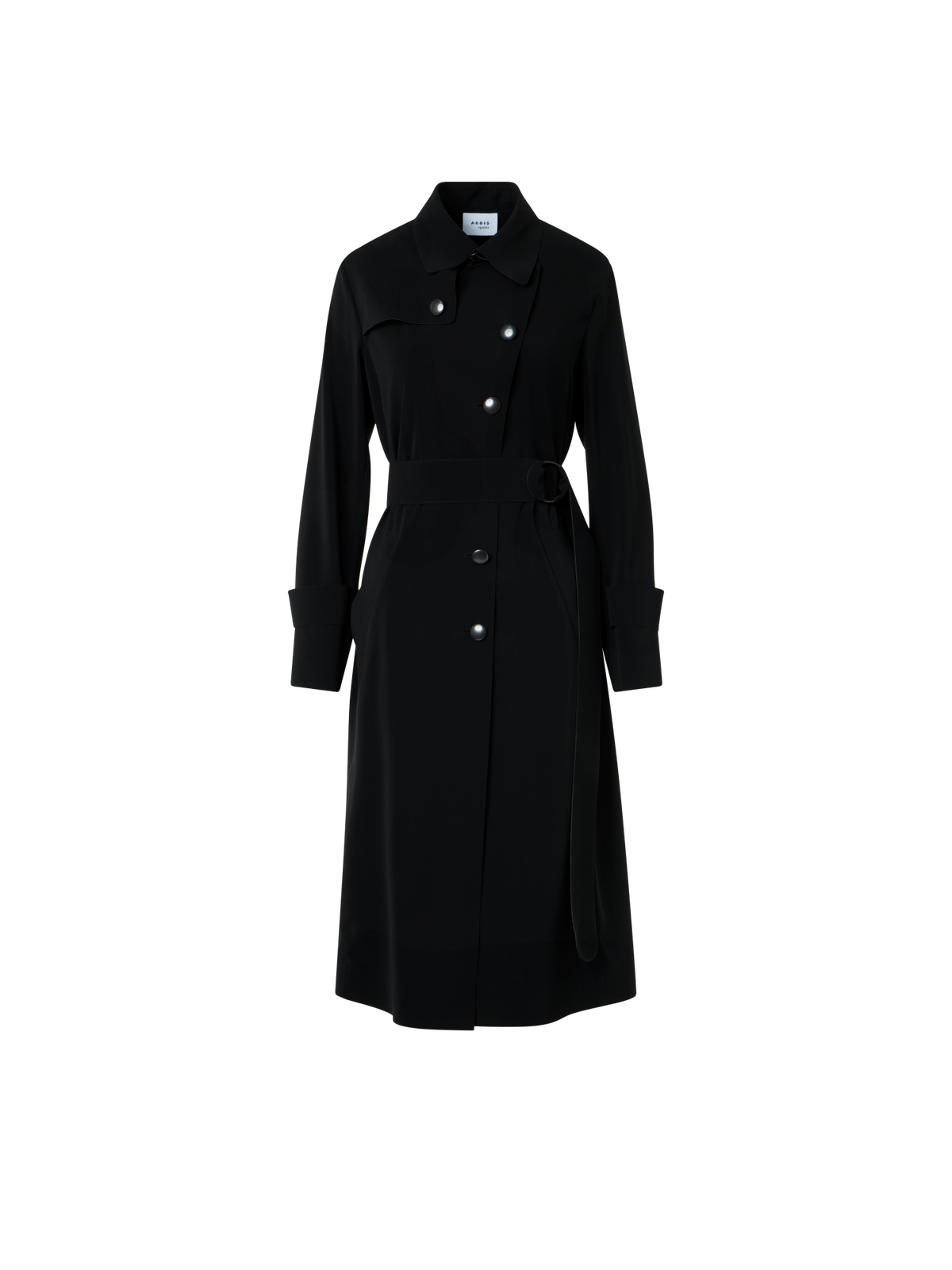 Designer Light Trench Coat in Techno Laser Cut - black