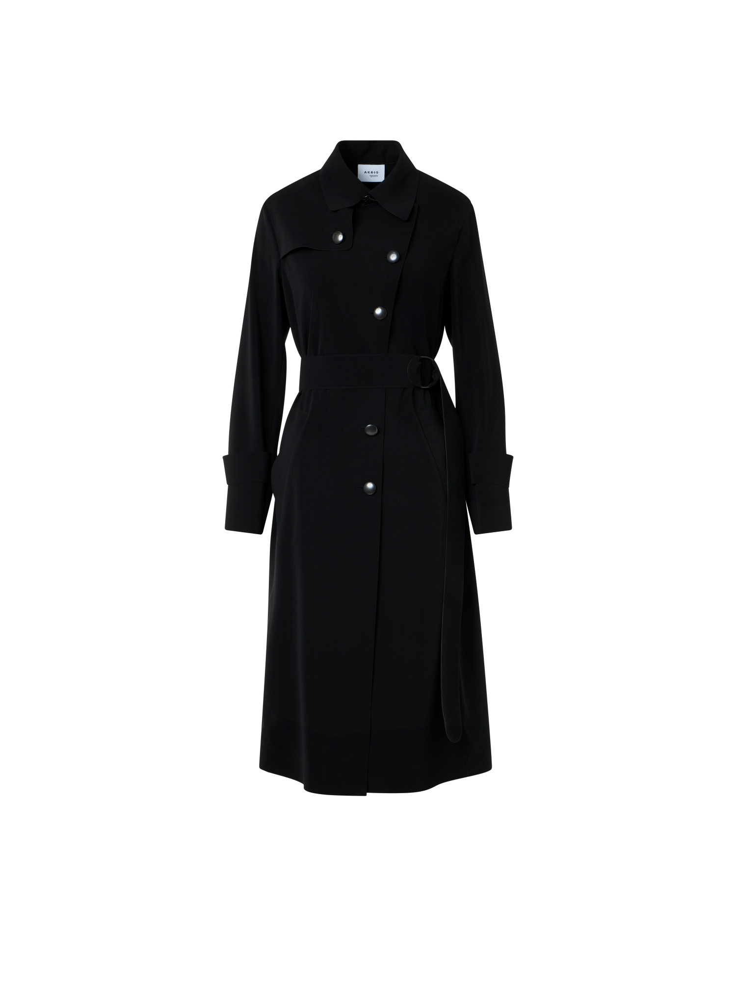 Designer Light Trench Coat in Techno Laser Cut - black