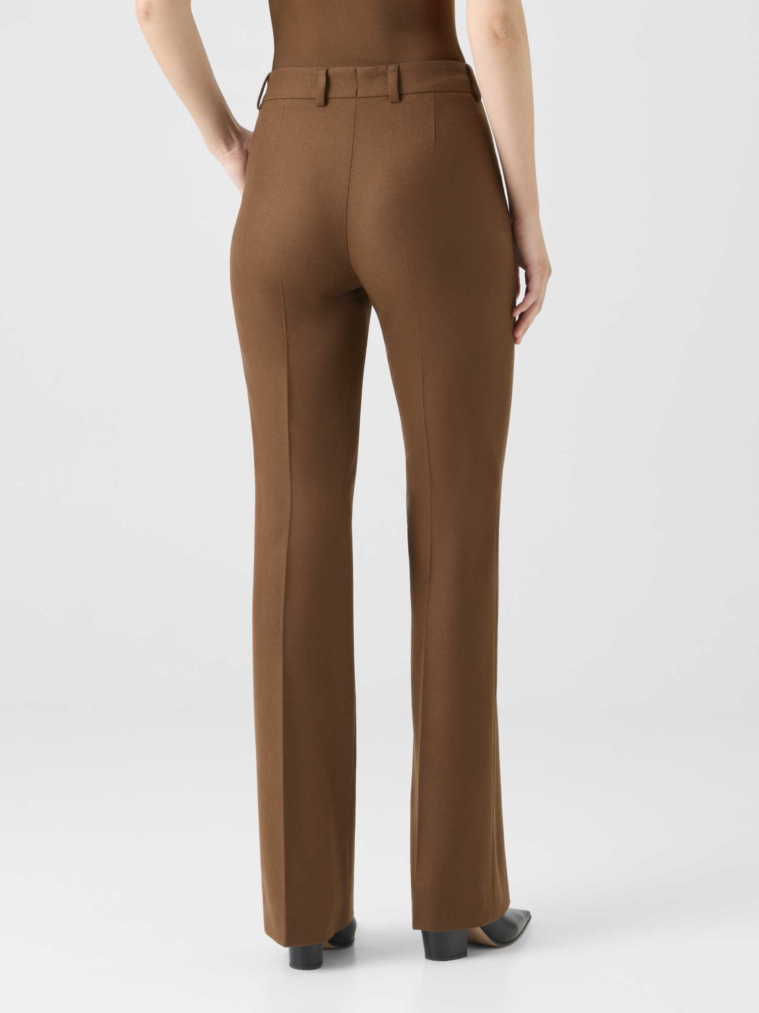 Designer Bootcut Wool Stretch Flannel Pants - brown 