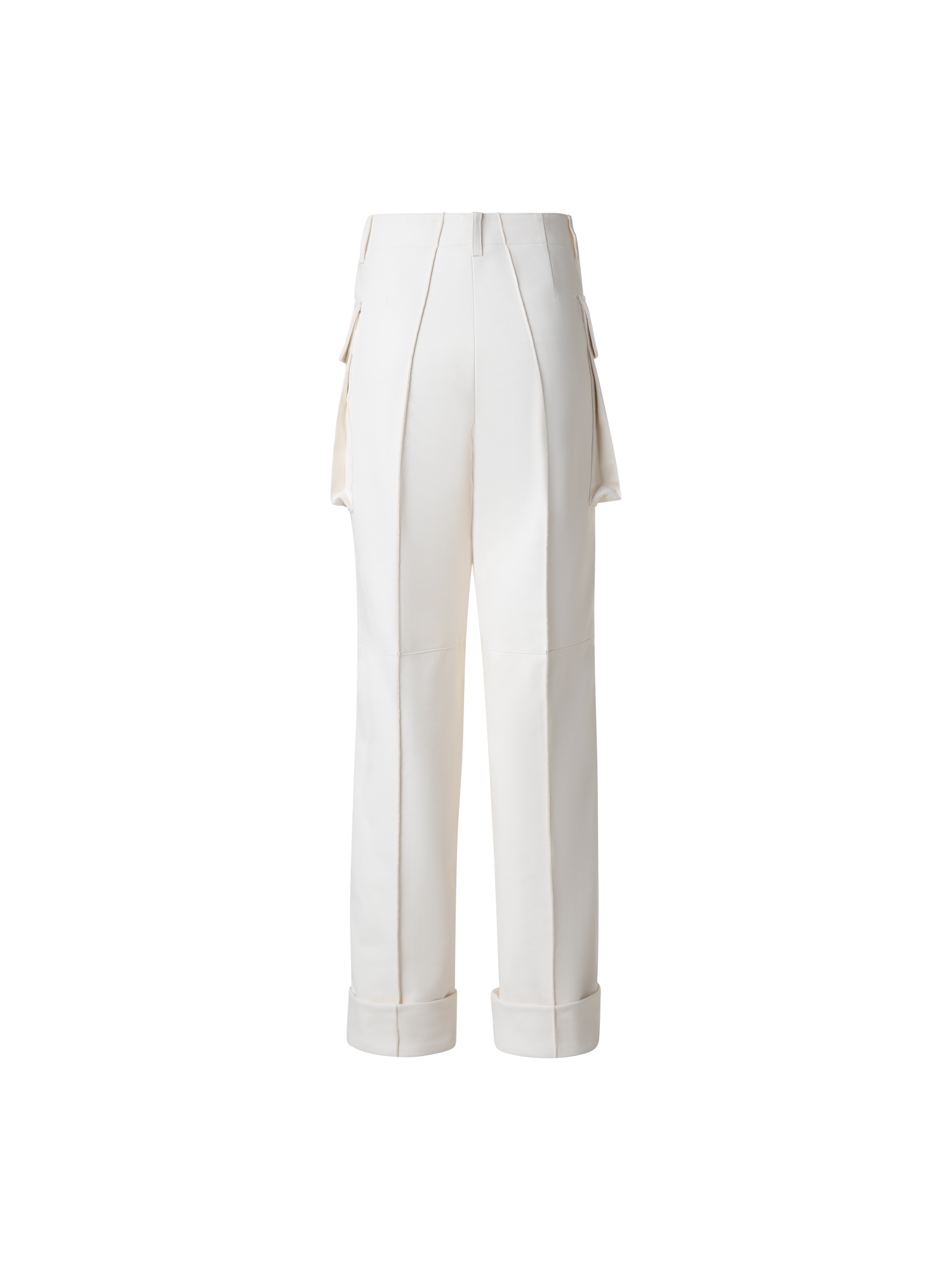 Designer Cargo Leather Pants - neutral - ecru - white