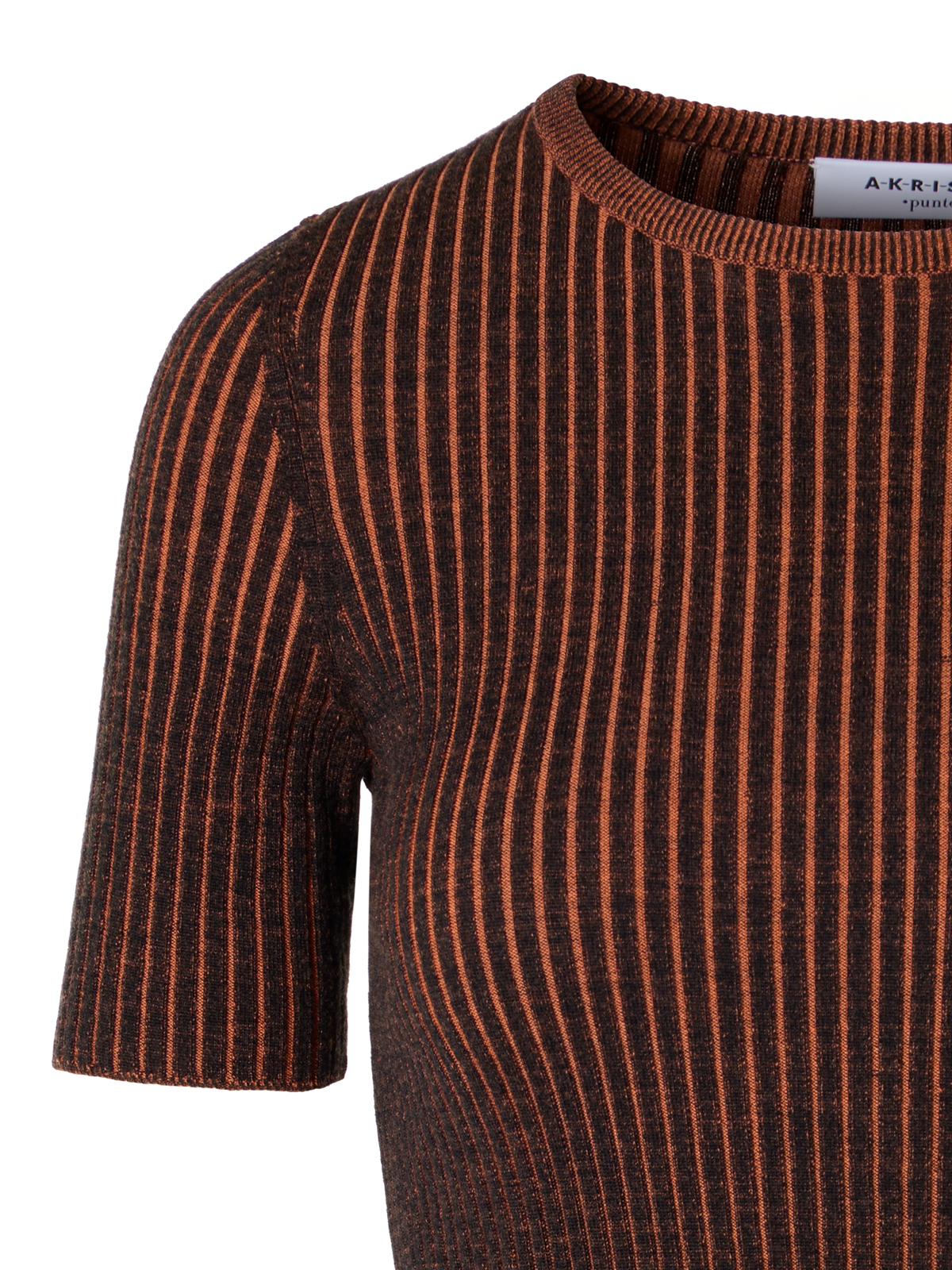 Designer Short-Sleeve Merino Wool Knit Sweater - multicolor