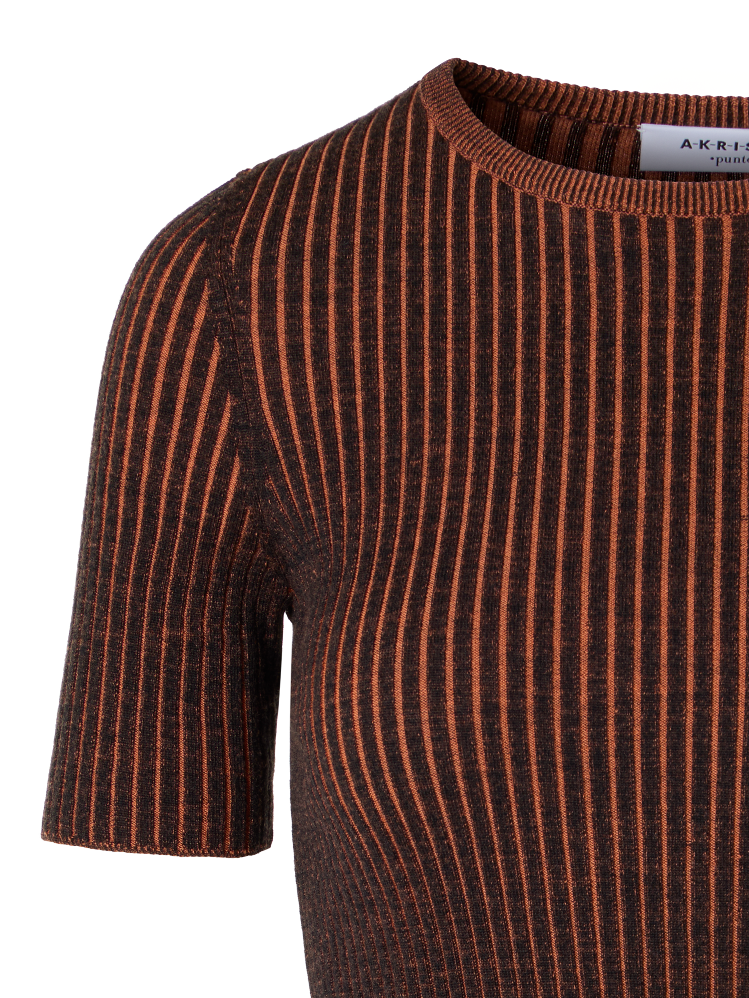 Designer Short-Sleeve Merino Wool Knit Sweater - multicolor