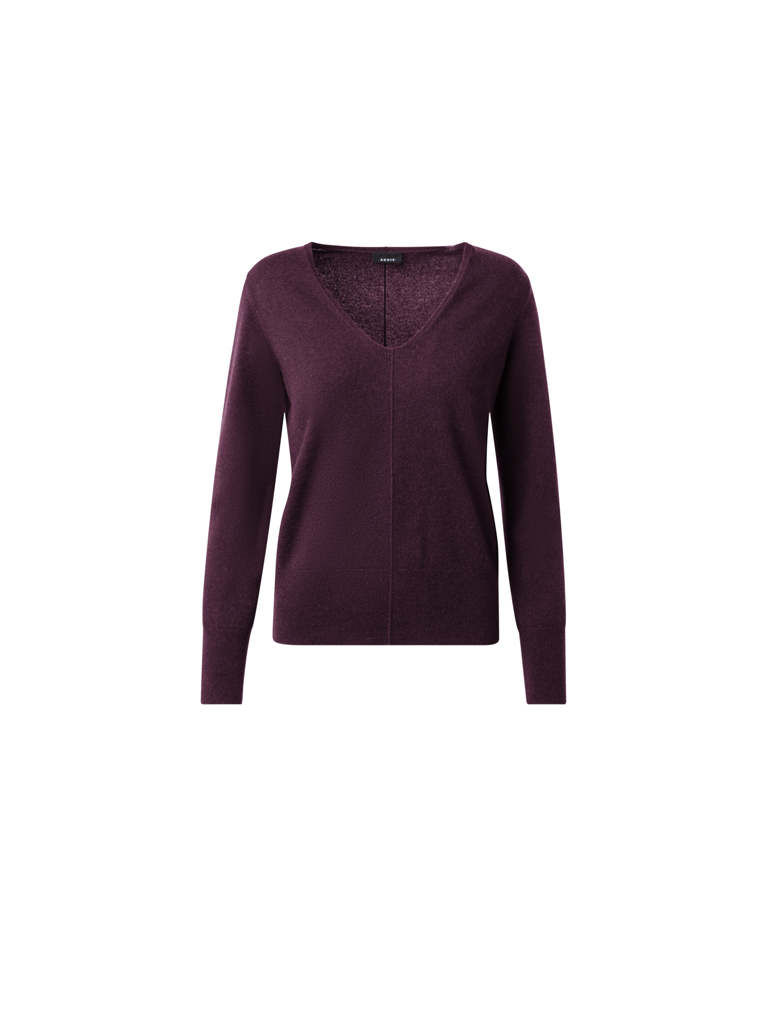 Designer Cashmere V-Neck Pullover - purple