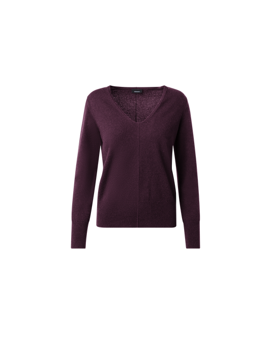 Designer Cashmere V-Neck Pullover - purple