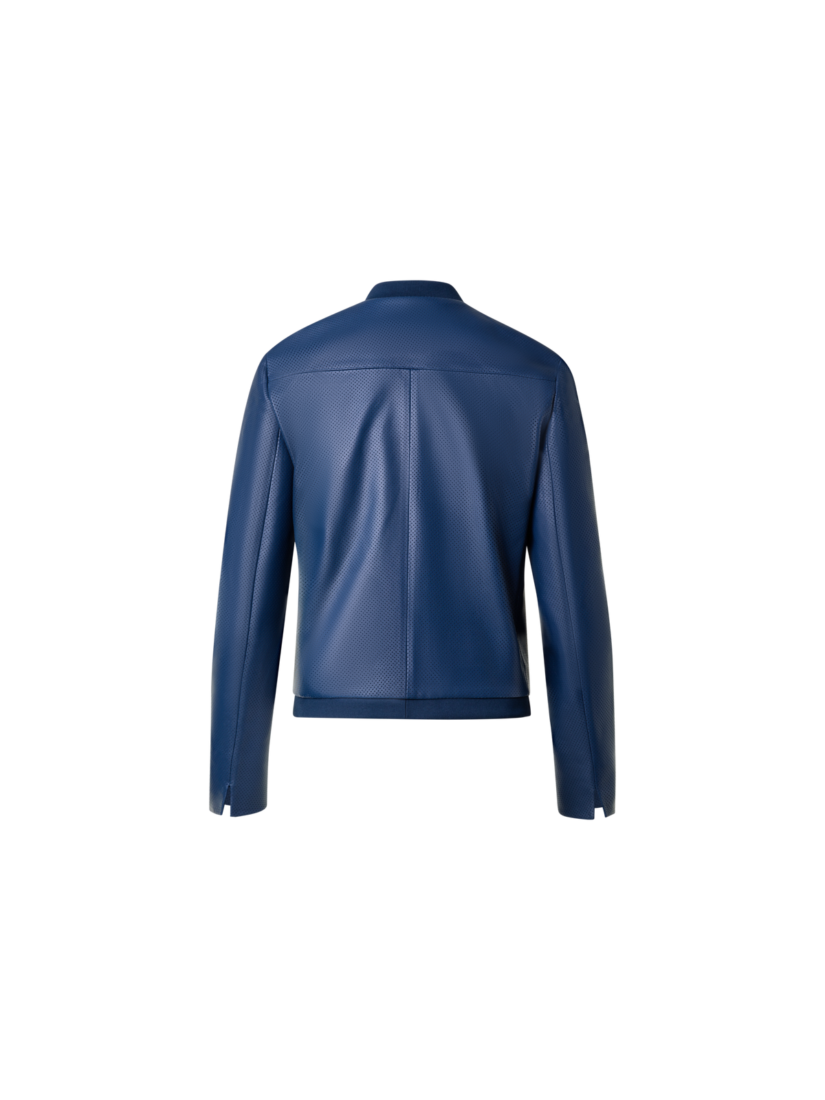 Designer Leather Bomber Jacket - navy - blue