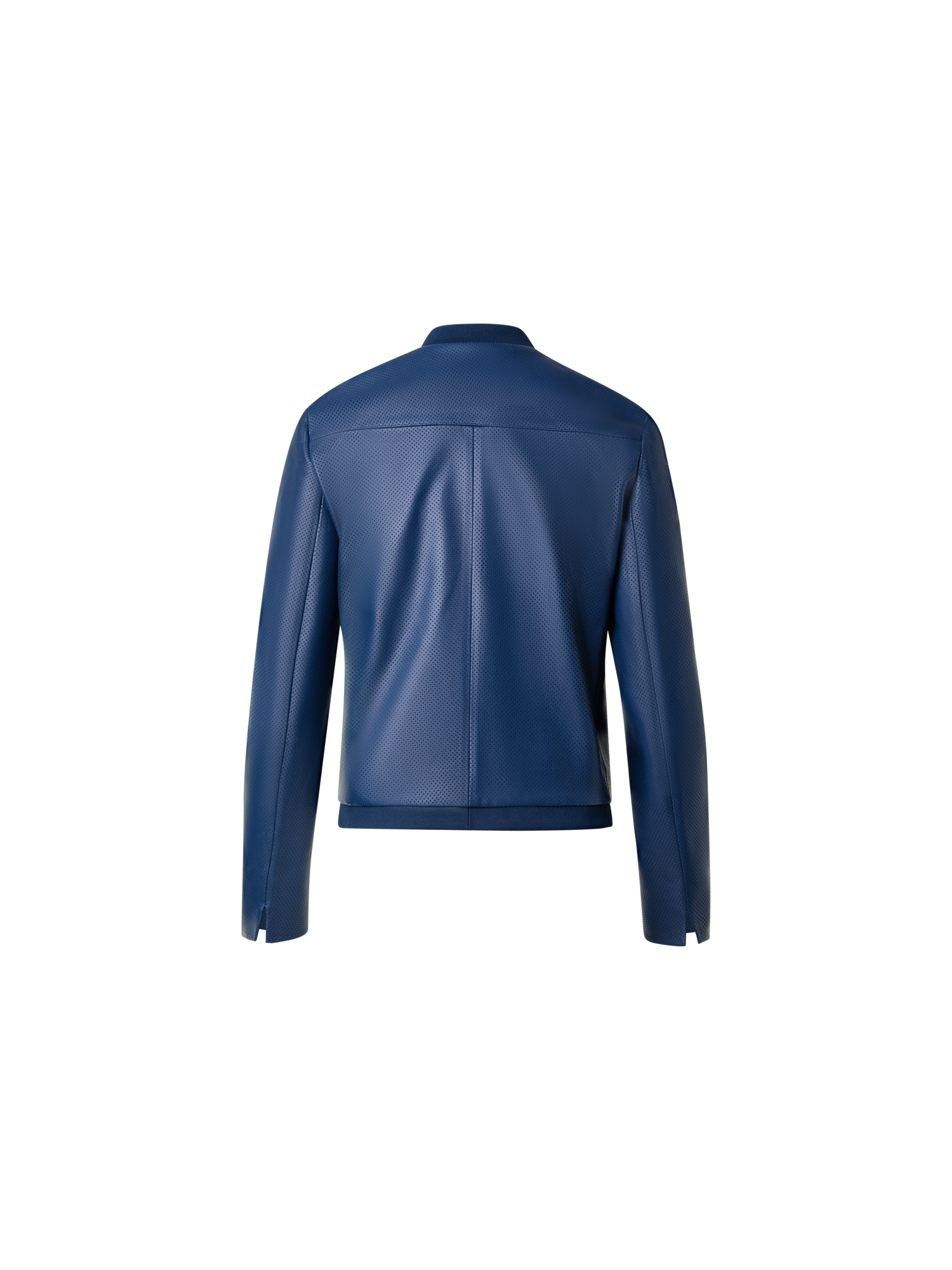 Designer Leather Bomber Jacket - navy - blue