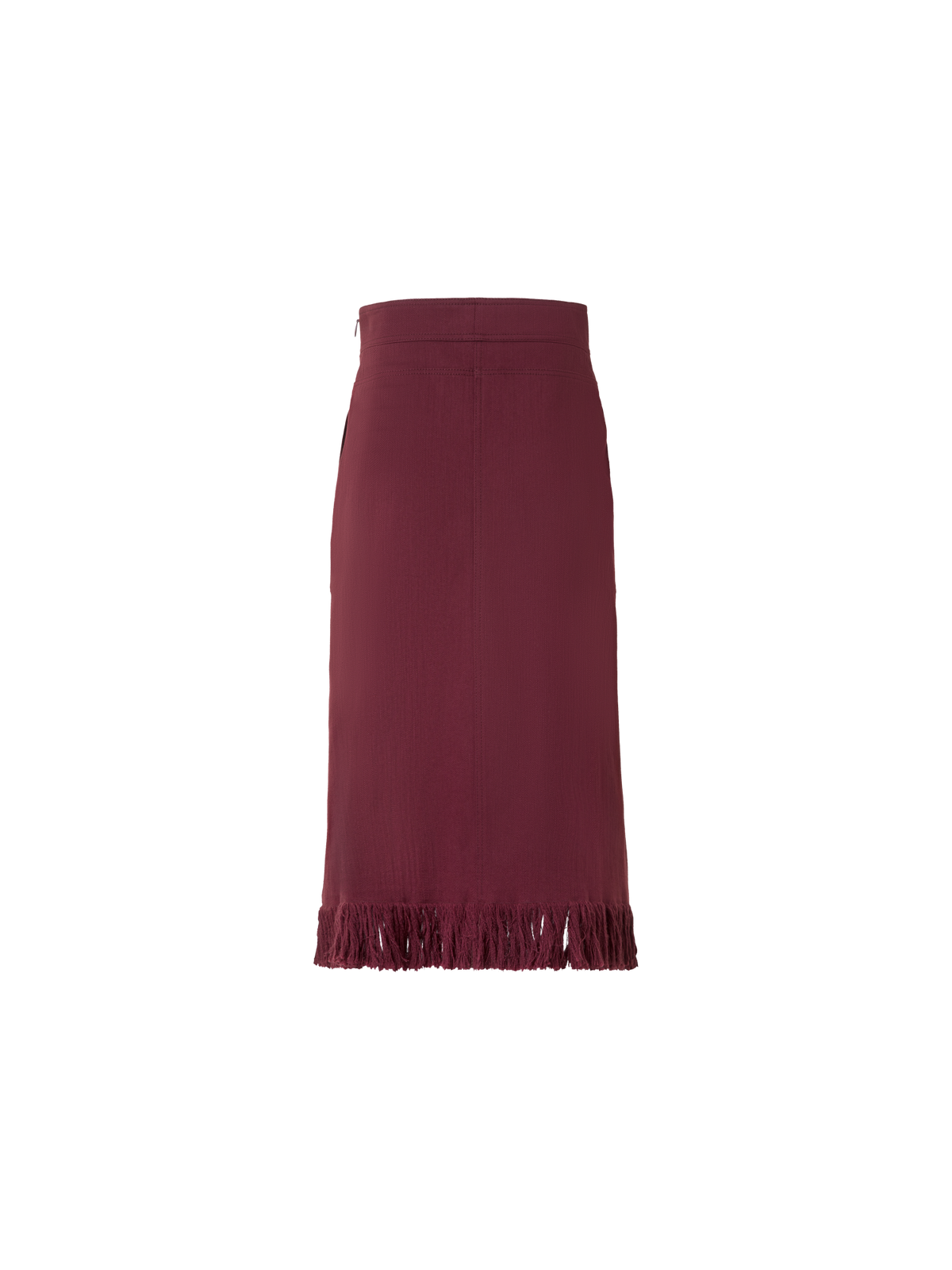 Designer Cotton Denim Pencil Skirt with Fringes - red - purple