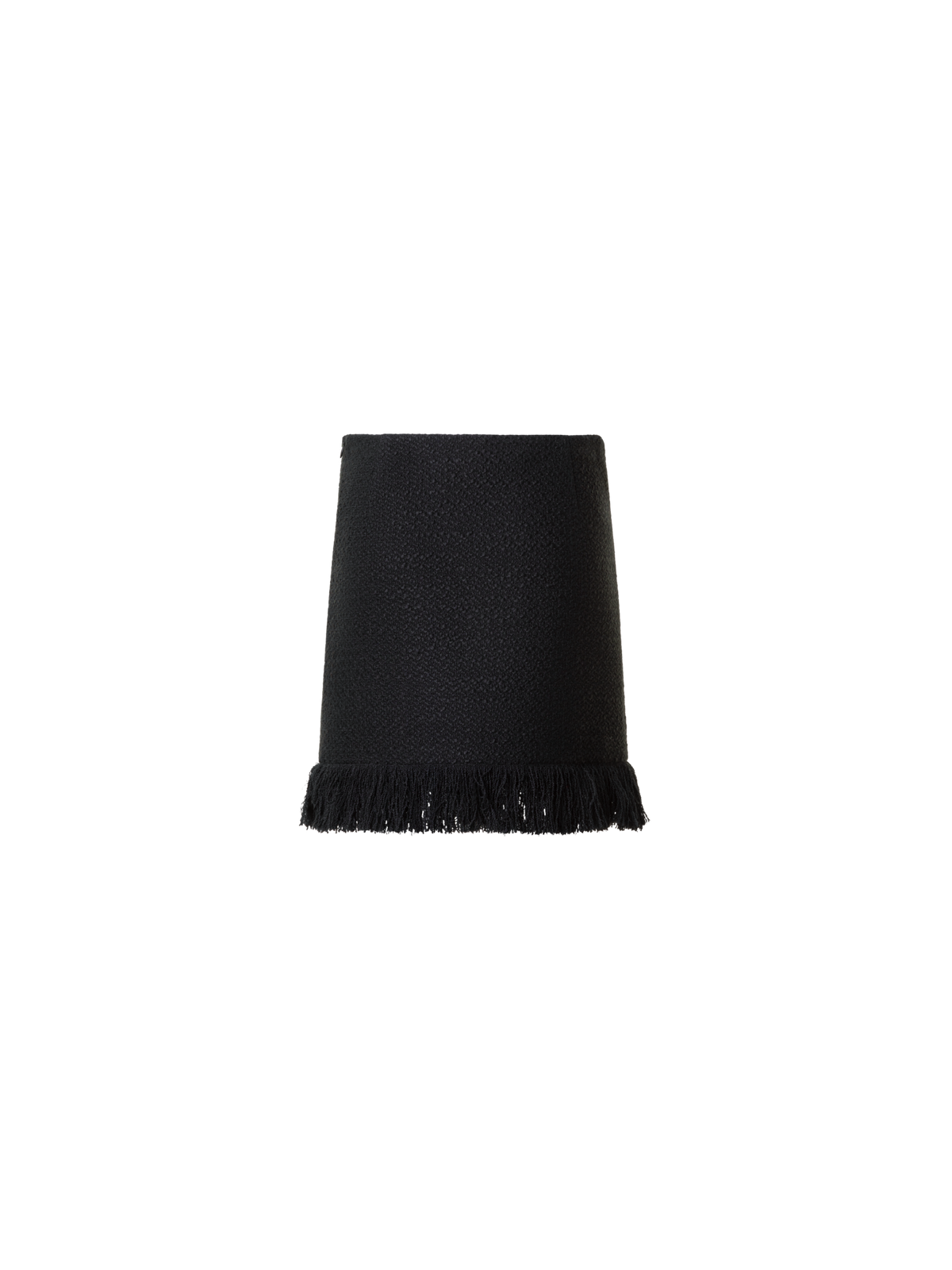 Designer Tweed Bouclé Fringe Hem Mini Skirt - black - neutral