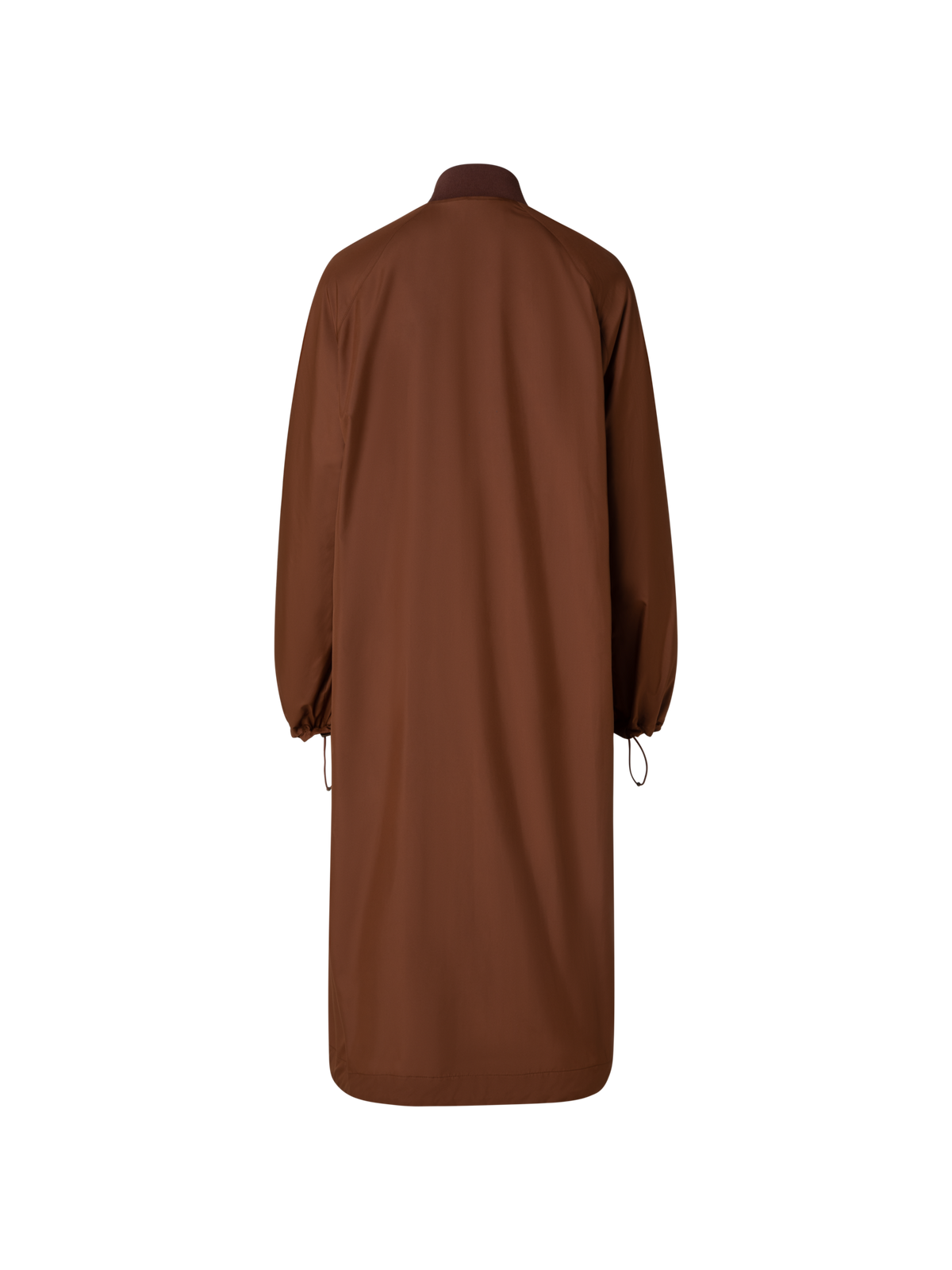 Designer Silk Long Bomber Jacket - brown