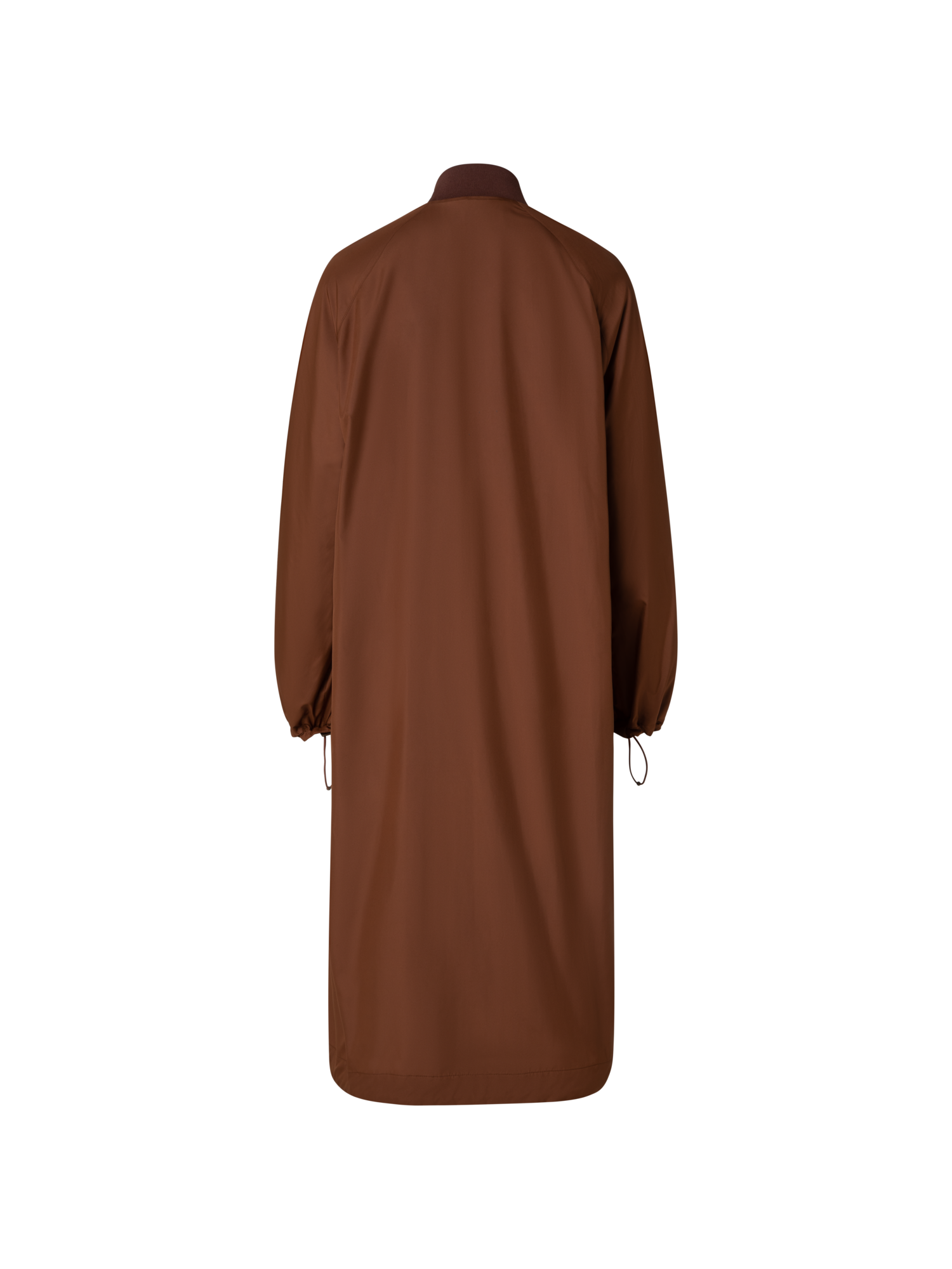 Designer Silk Long Bomber Jacket - brown