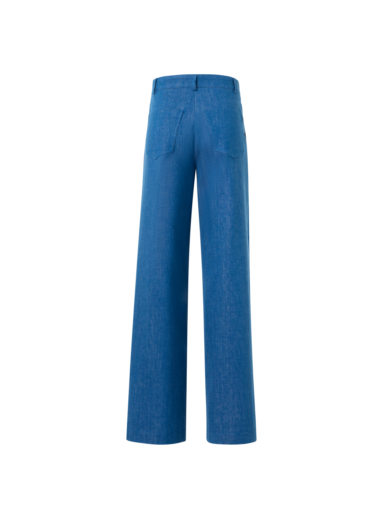 Designer Straight Wide Leg Cotton Denim Pants - blue
