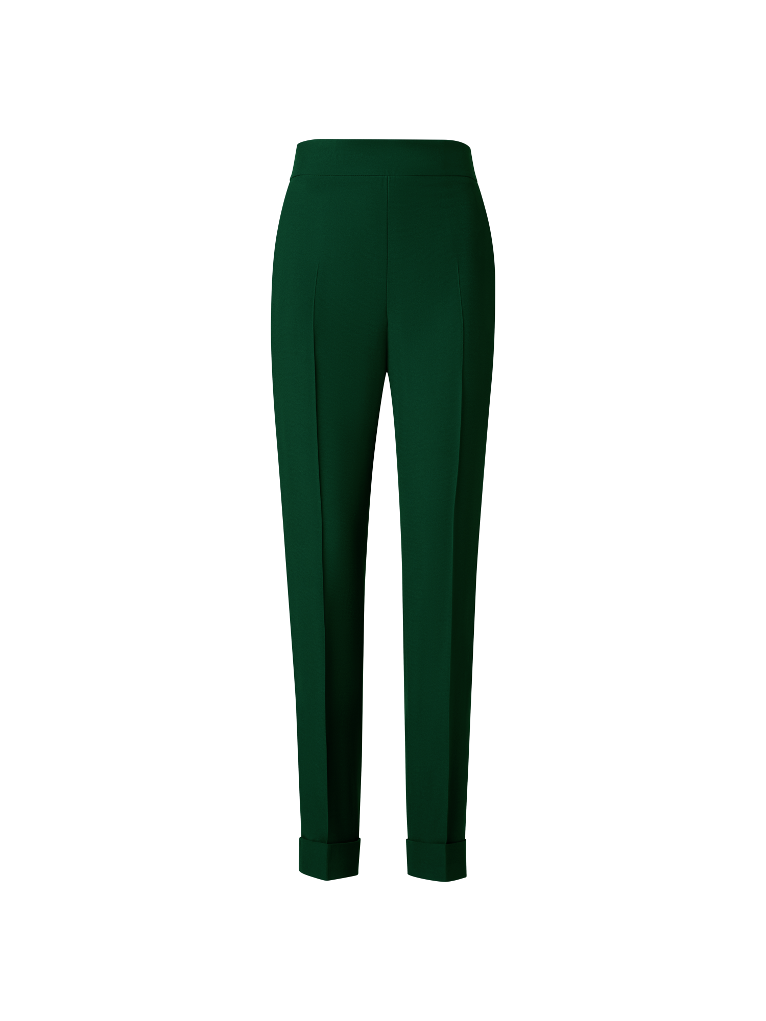 Designer Tapered Crêpe Pants with Elastic Back - green