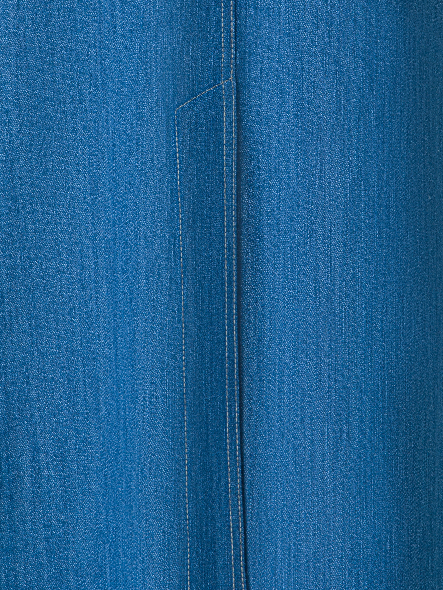 Designer Midi Pencil Skirt in Cotton Denim - blue