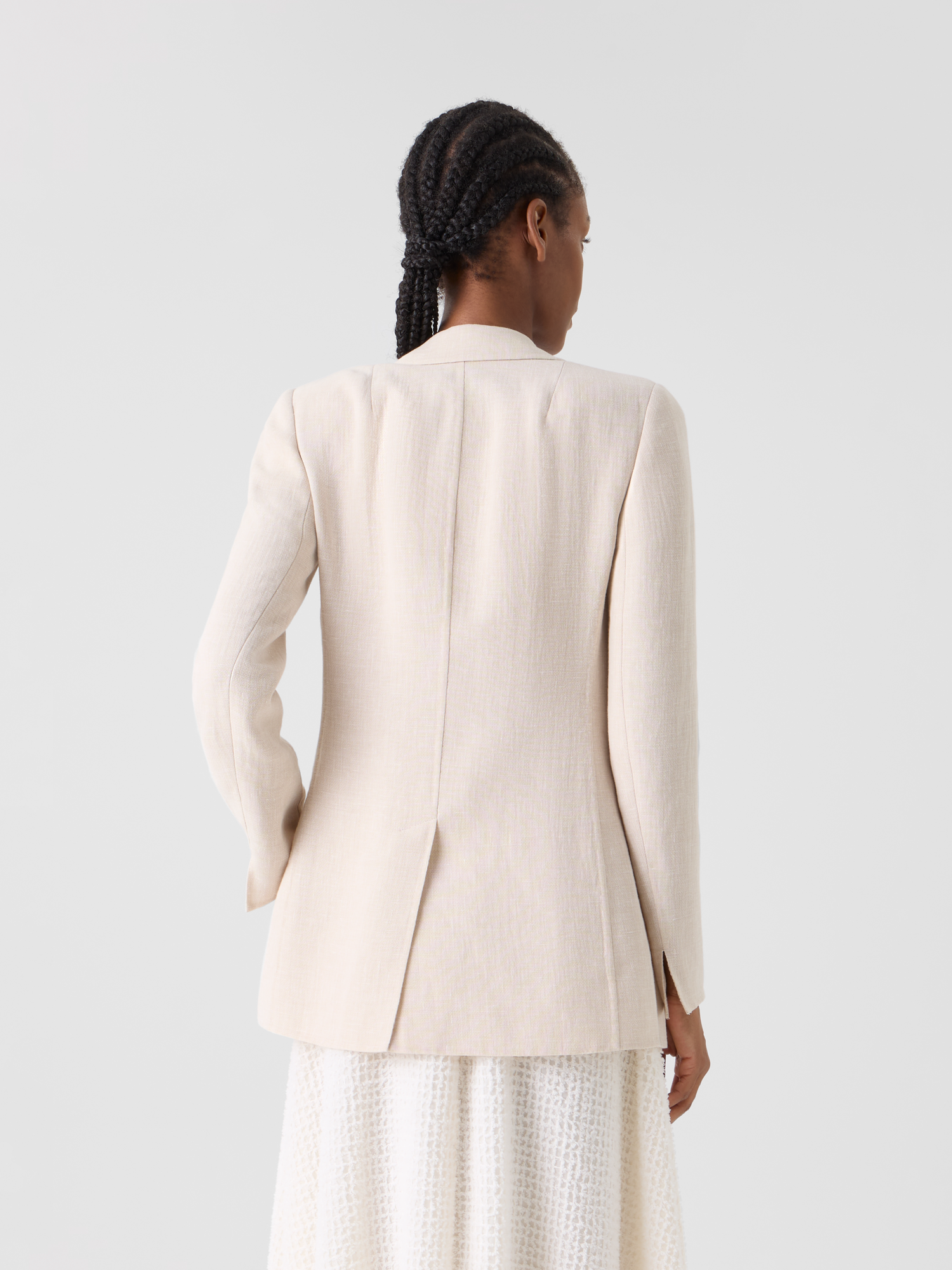 Designer Pekka Long Jacket in Linen Wool Double-Face - neutral - beige 