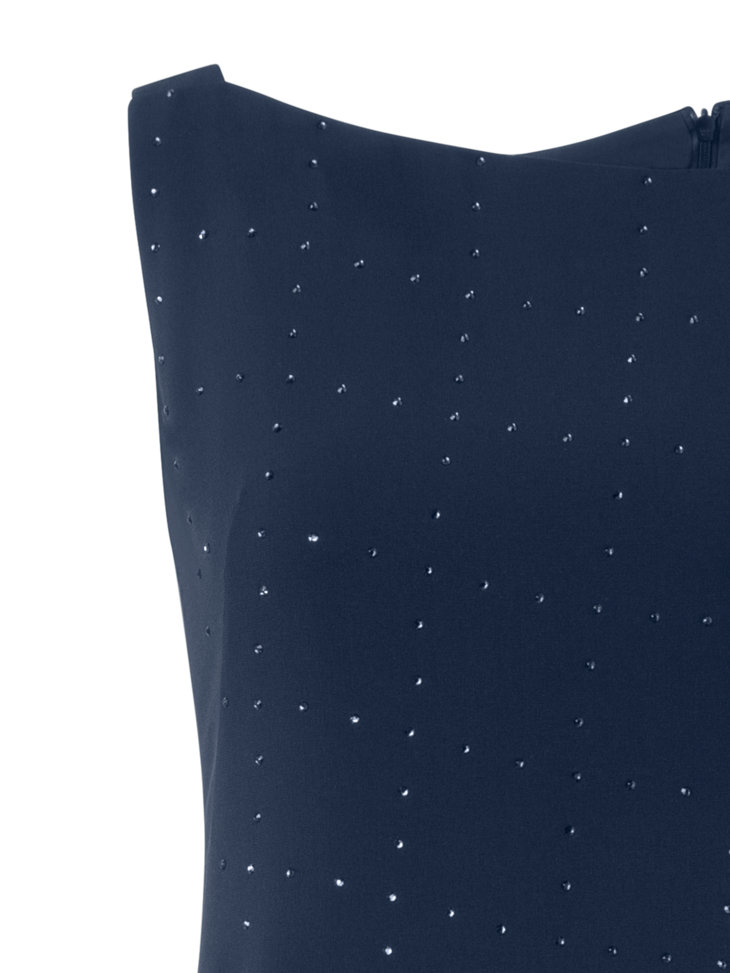 Designer Swarovski Crystal Square Studs Gown with Slit - neutral - navy - blue