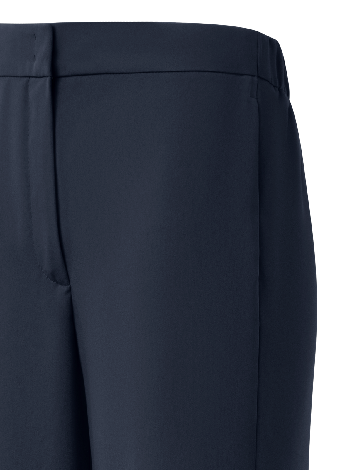 Designer Straight Laser Cut Pants with Elastic Waist - navy - blue