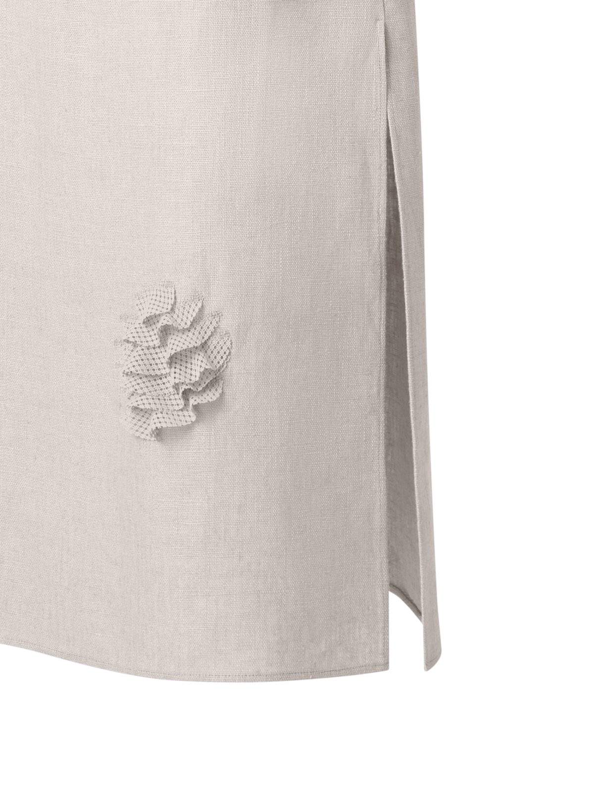 Designer Midi Linen Dress with 3D Carnation Detail - neutral - pastel - beige