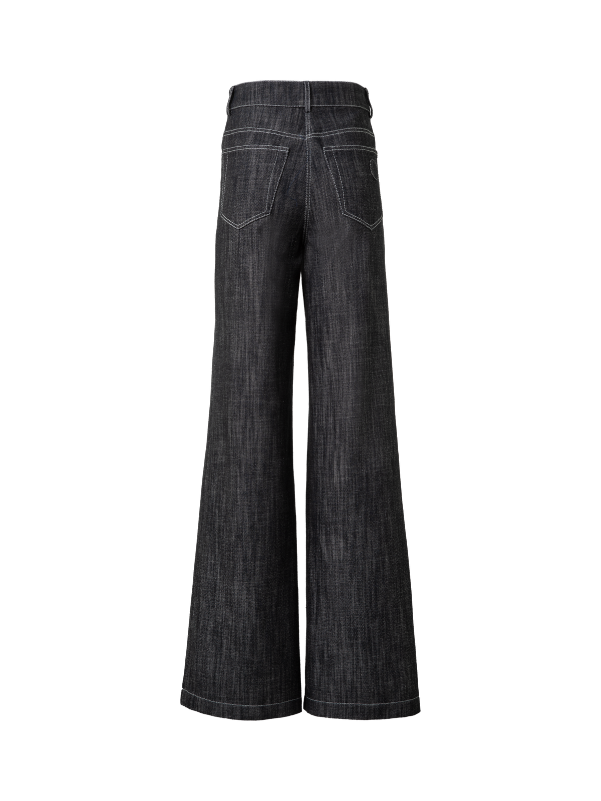 Designer Wide Cotton Denim Pants - black