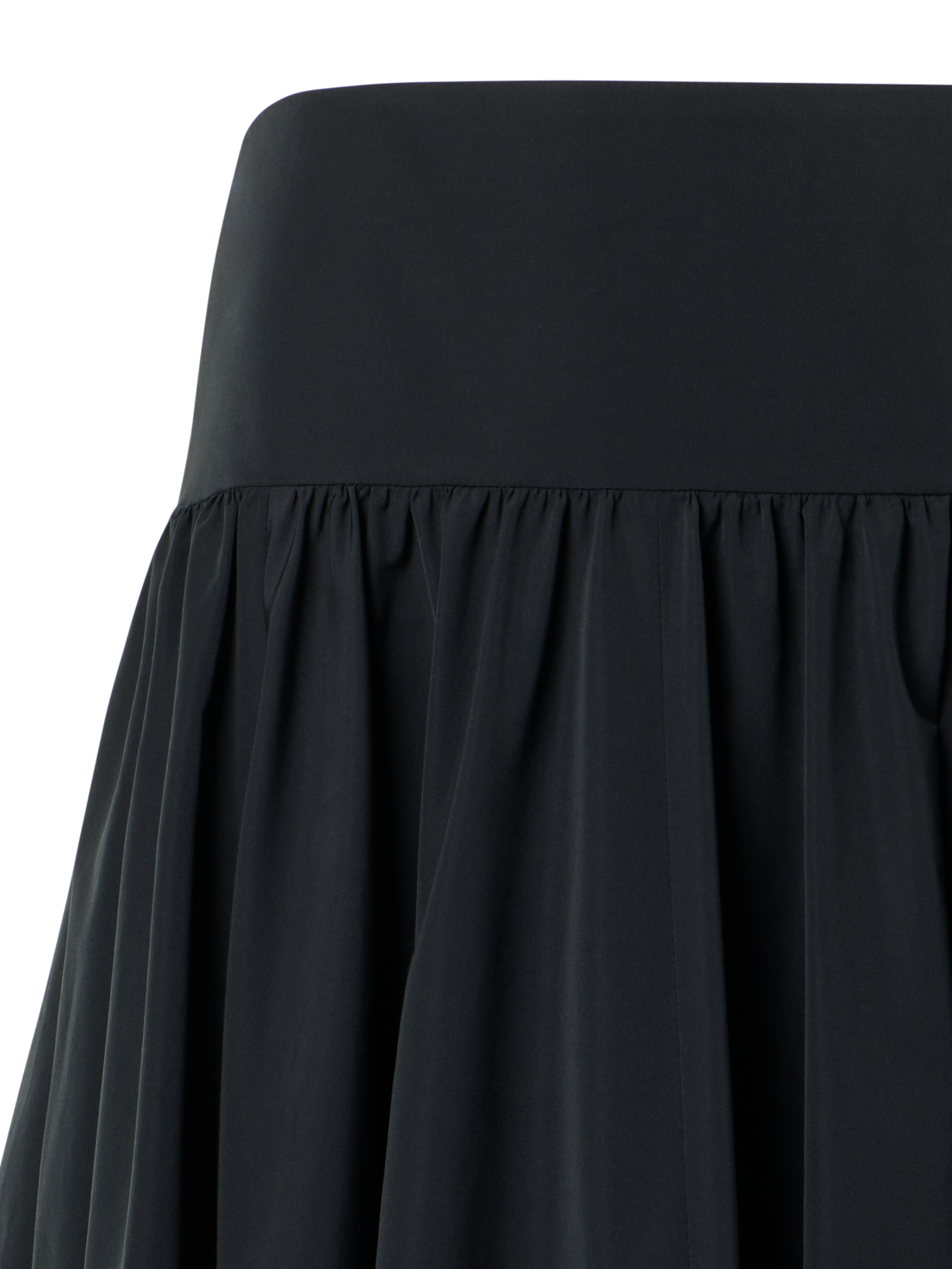 Designer Flounced Midi Taffeta Skirt - black