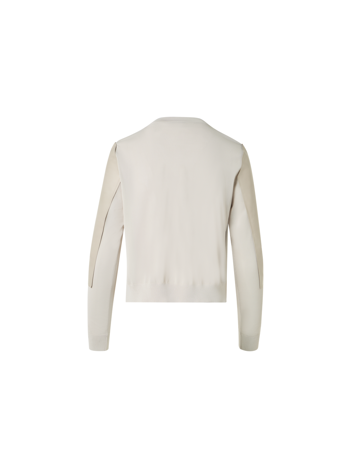Designer Leather Panel Knit Cardigan with Sheer Back - neutral - beige