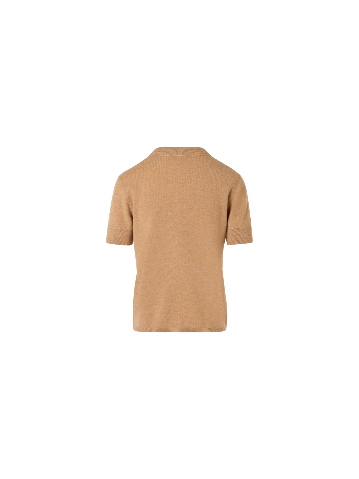 Designer Short-Sleeve Cashmere Knit Sweater - brown