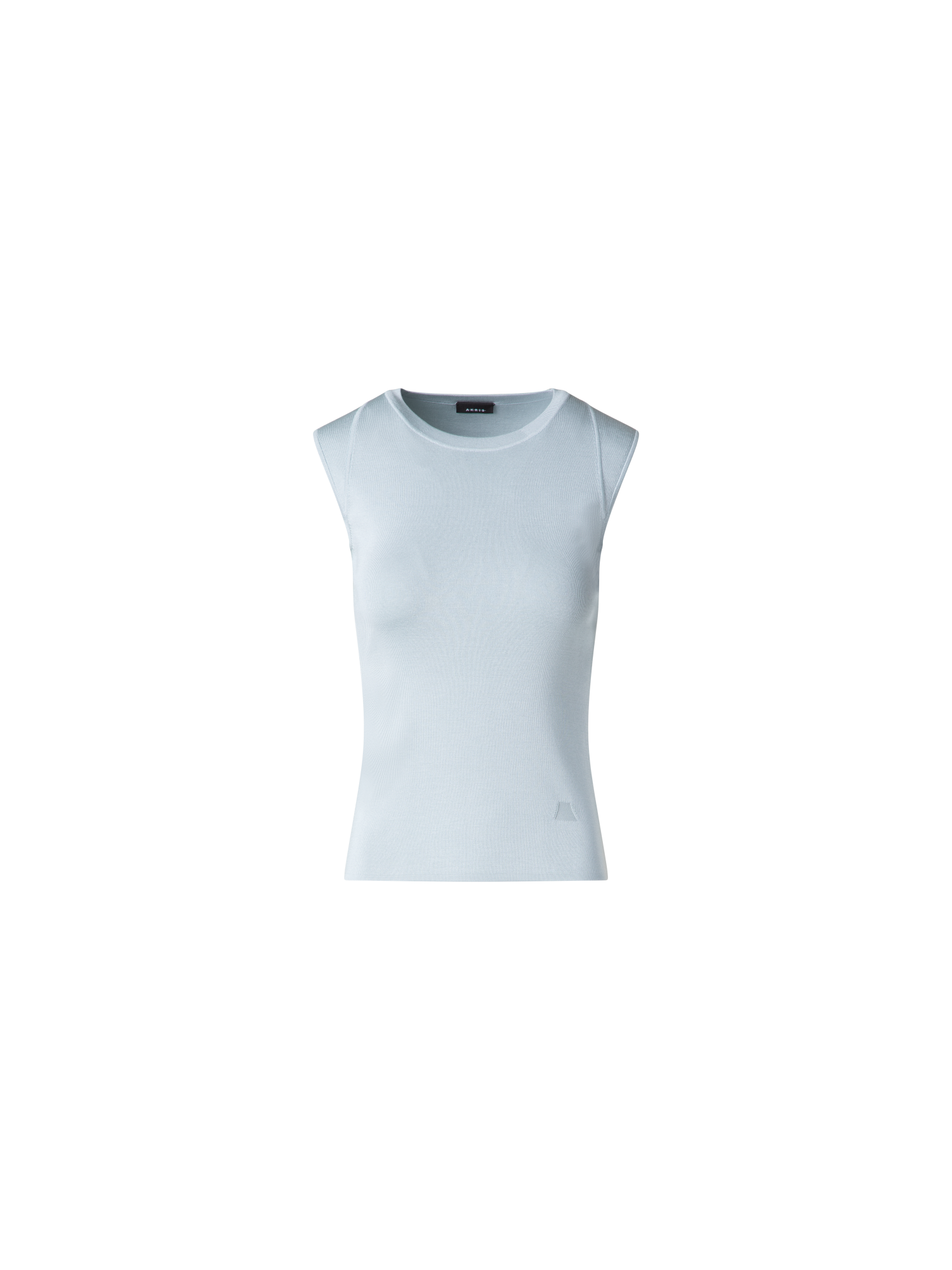 Designer Sleeveless Knit Top in Silk Stretch - pastel - blue