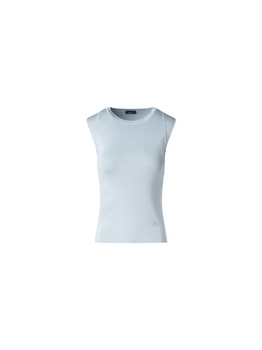 Designer Sleeveless Knit Top in Silk Stretch - pastel - blue