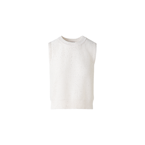 Leinen-Baumwoll-Strick-Top mit Mikro-Pailletten