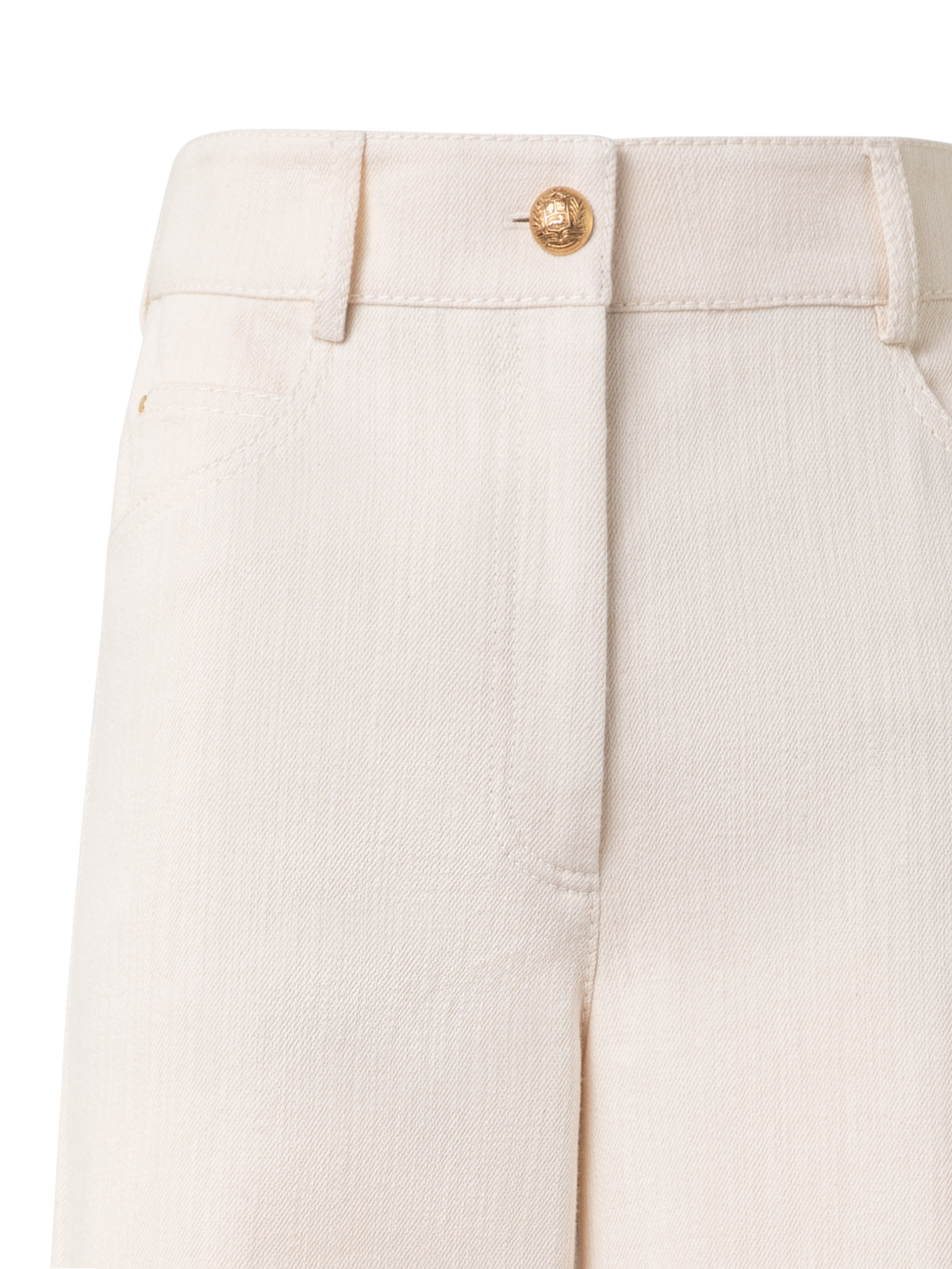 Designer Wide Cotton Wool Denim Stretch Pants - neutral - pastel - beige