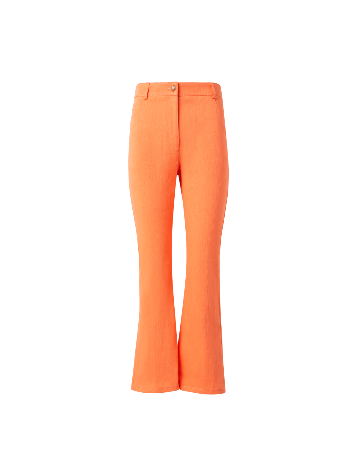 Designer Cropped Bootcut Cotton Denim Stretch Pants - pastel - orange