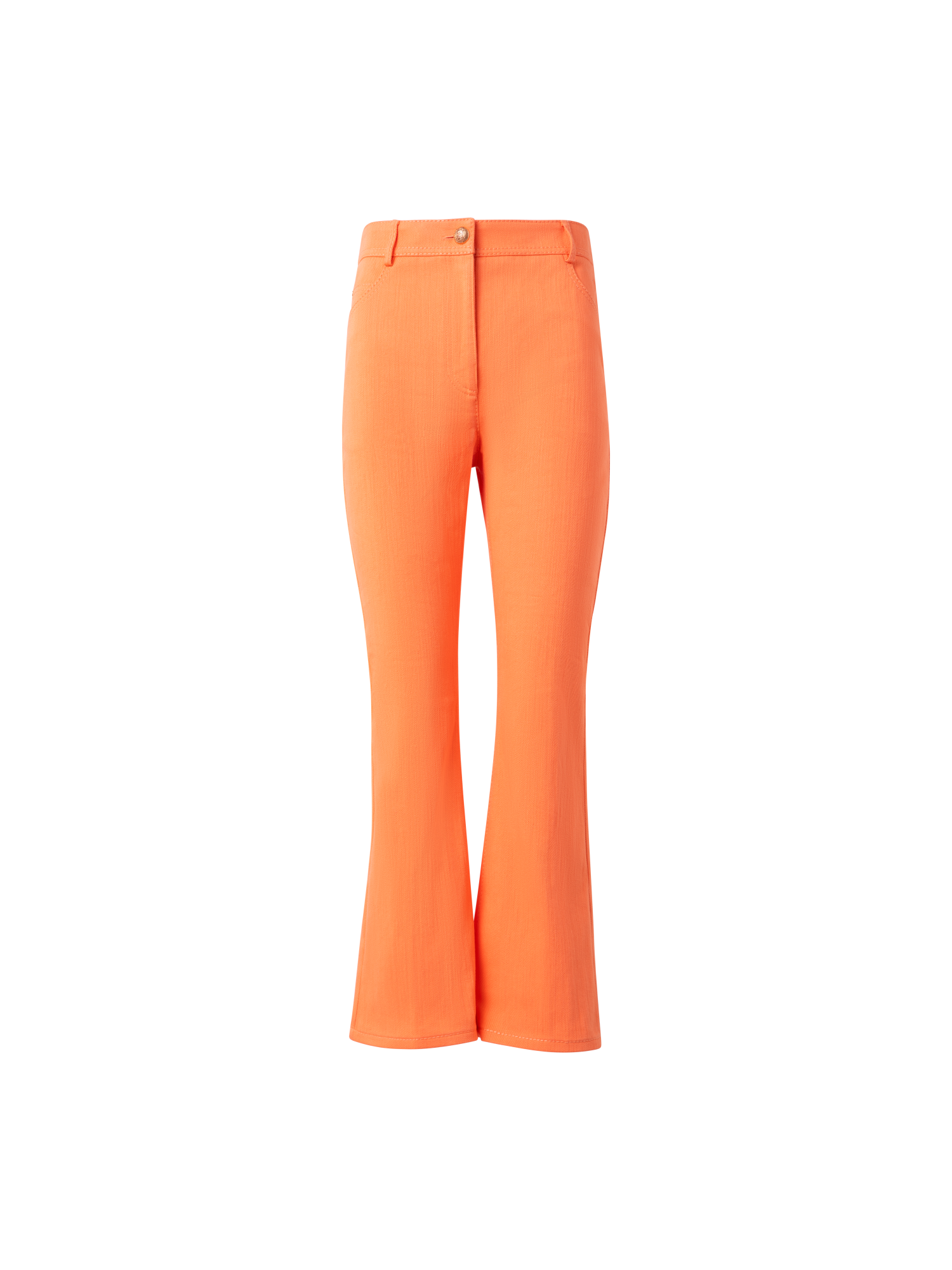 Designer Cropped Bootcut Cotton Denim Stretch Pants - pastel - orange