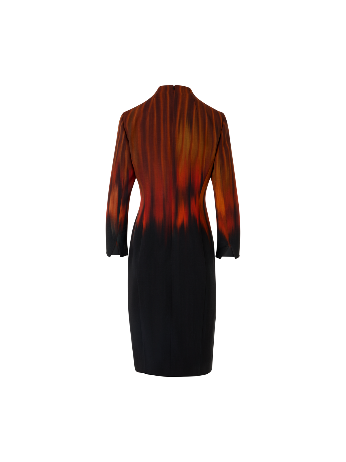 Designer Wool Double-Face Dress with Fuego Negro Print - black - brown - red - multicolor