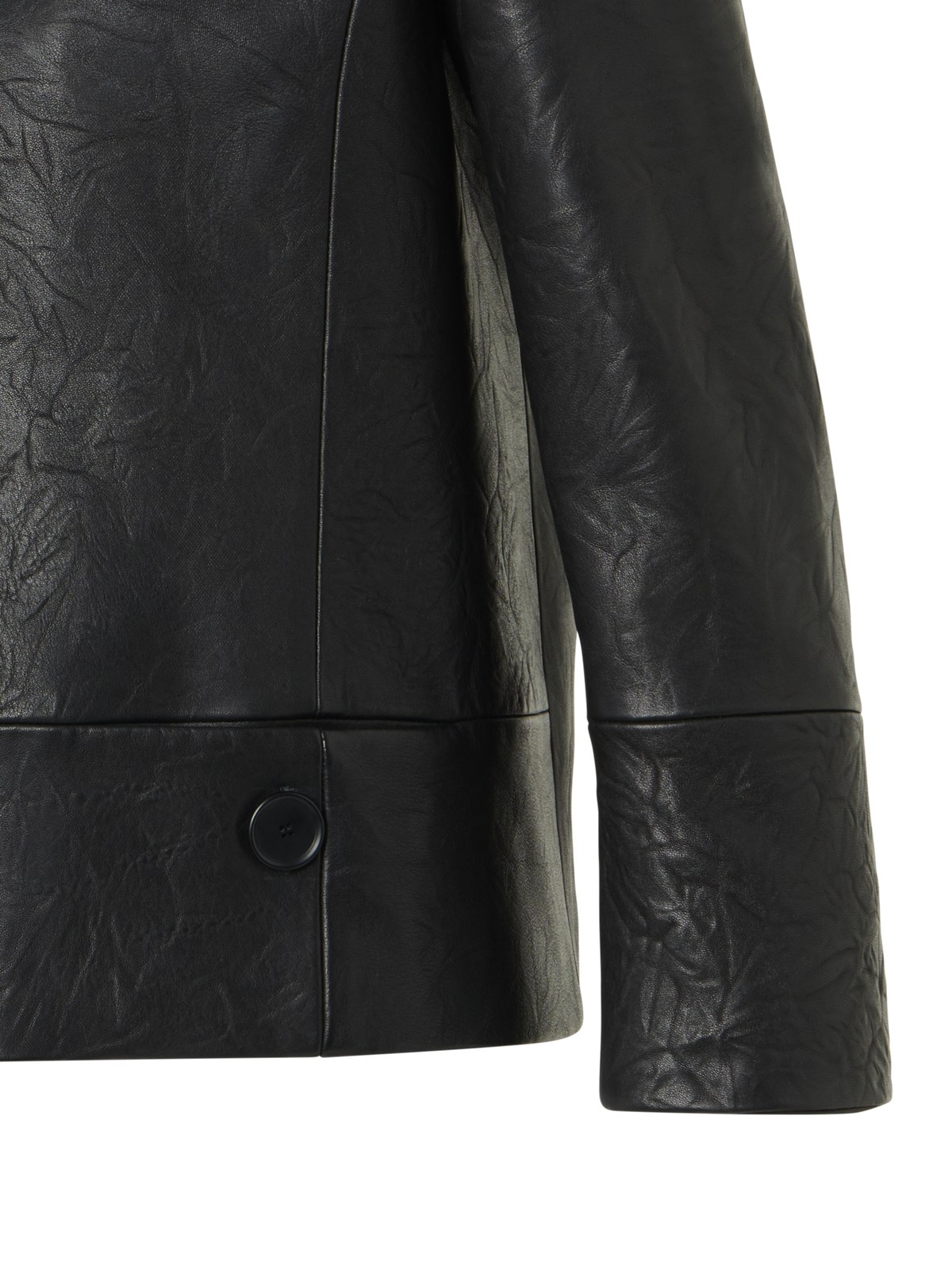 Designer Crinkled Lamb Nappa  Jacket - black