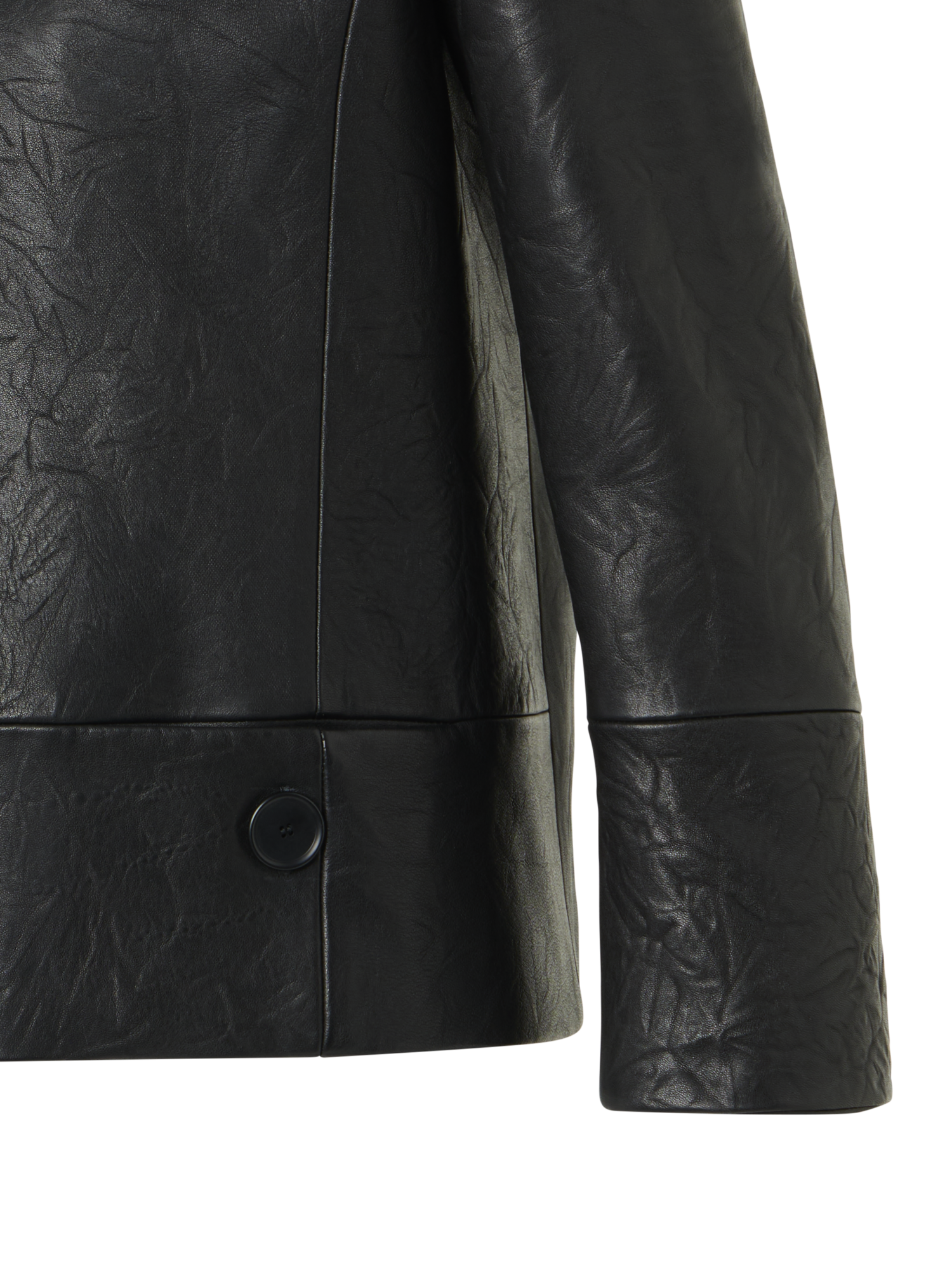Designer Crinkled Lamb Nappa  Jacket - black