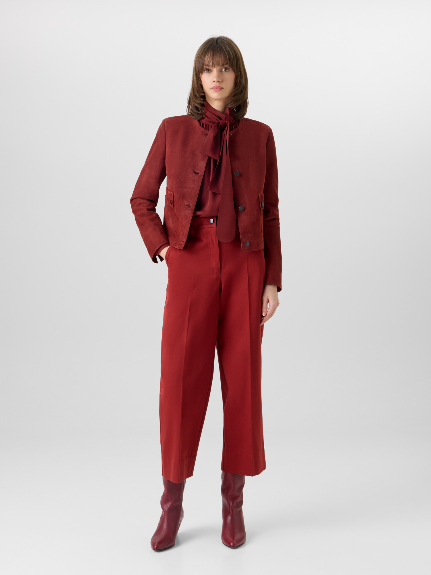 Designer Chiara Wide-Leg Pants in Cotton Gabardine - red 