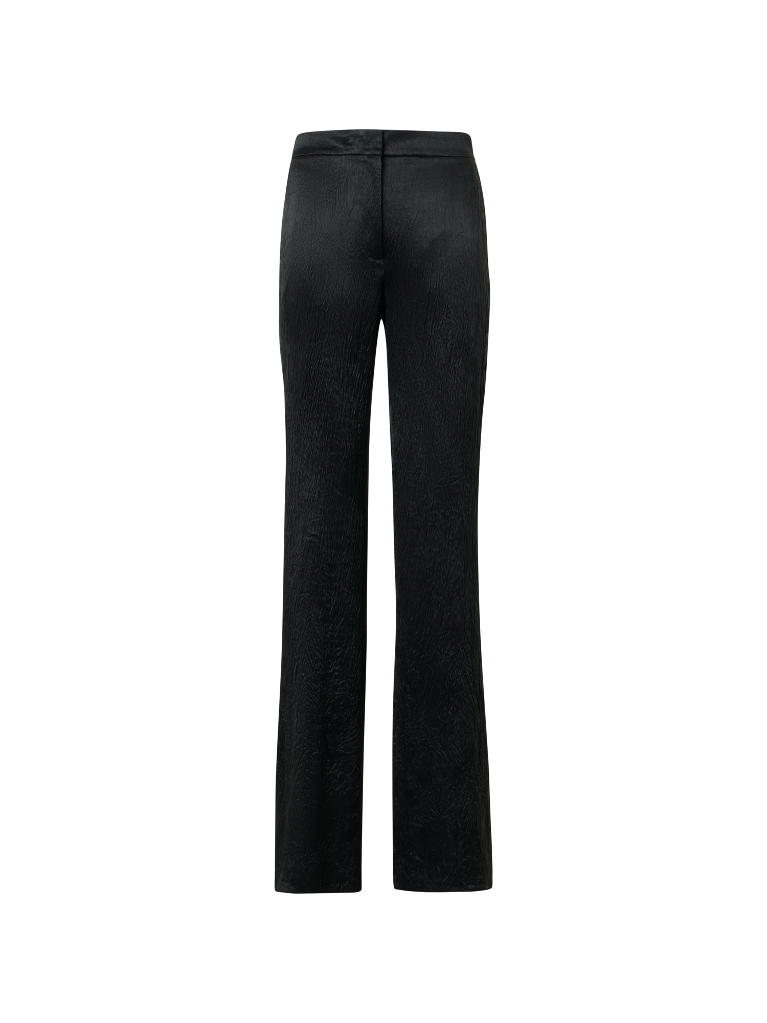 Designer Marla Elastic Waist Crinkled Satin Straight Pants - black