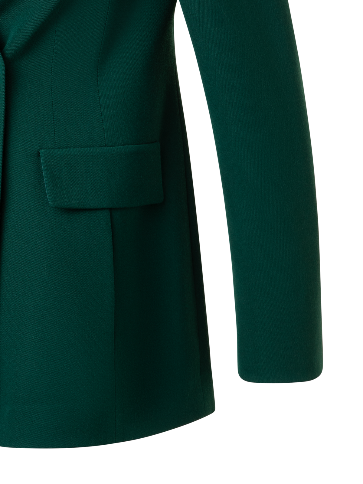 Designer Long Double Breasted Blazer in Wool - green