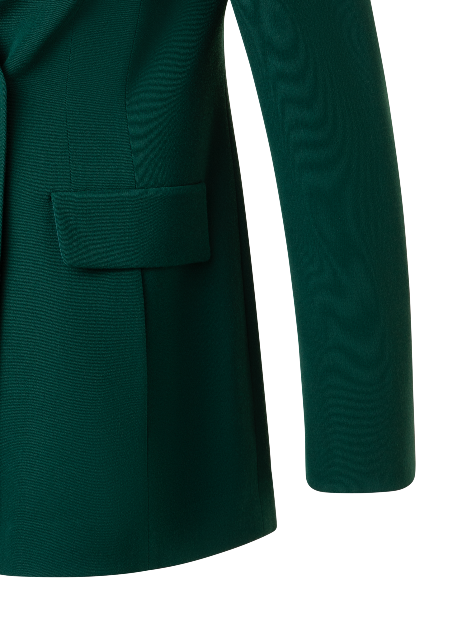 Designer Long Double Breasted Blazer in Wool - green
