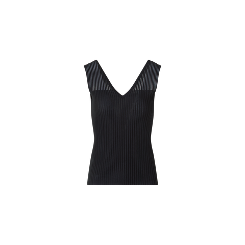 Sleeveless Silk Cotton Top with Sheer Shoulder