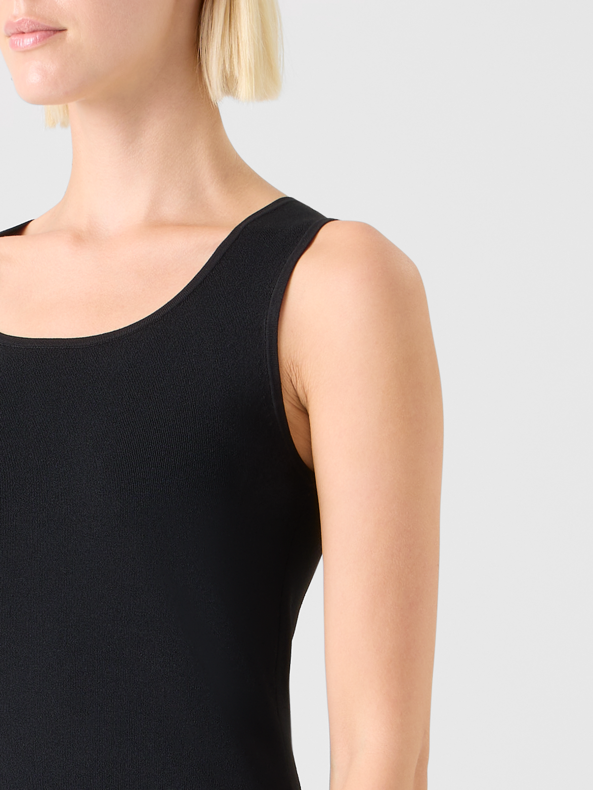 Designer Fitted Viscose Blend Knit Tank Top - black #editorial
